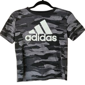 Adidas Kids Black and Gray Camo Sports Tee